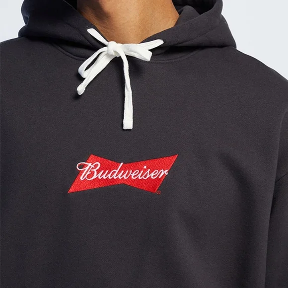 Pacsun Budweiser Charcoal Hoodie Sweatshirt with Logo Mens Size XL - Picture 3 of 14